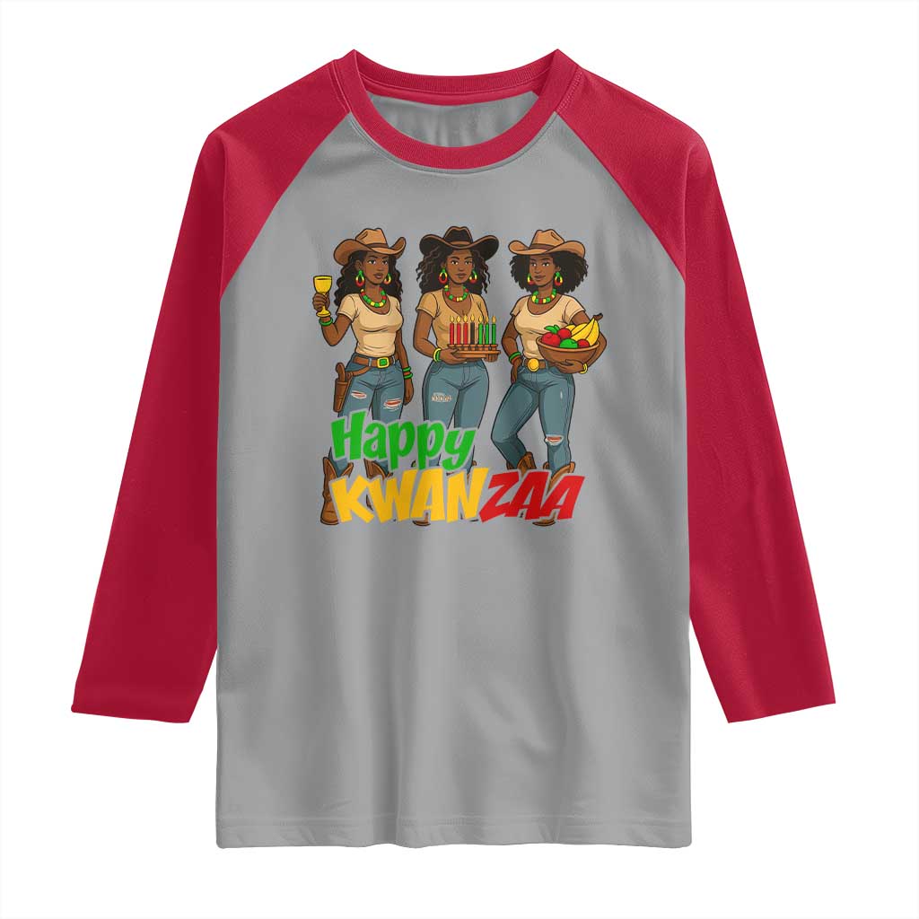Happy Kwanzaa Cowgirl Raglan Shirt Festival Of Lights African Heritage Gift - Wonder Print Shop
