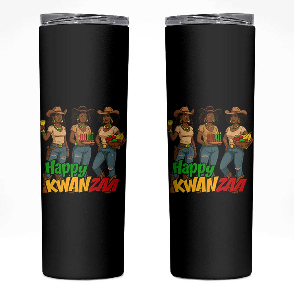 Happy Kwanzaa Cowgirl Skinny Tumbler Festival Of Lights African Heritage Gift - Wonder Print Shop