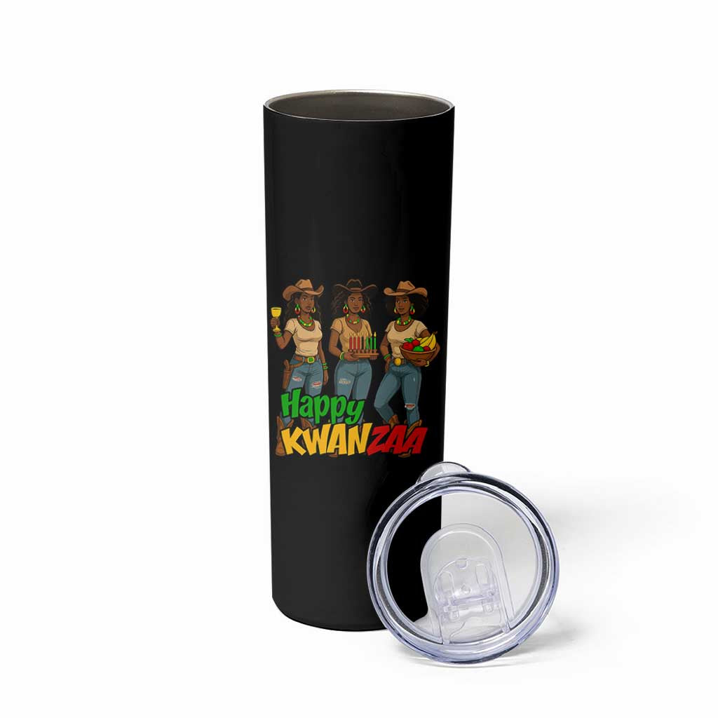Happy Kwanzaa Cowgirl Skinny Tumbler Festival Of Lights African Heritage Gift - Wonder Print Shop