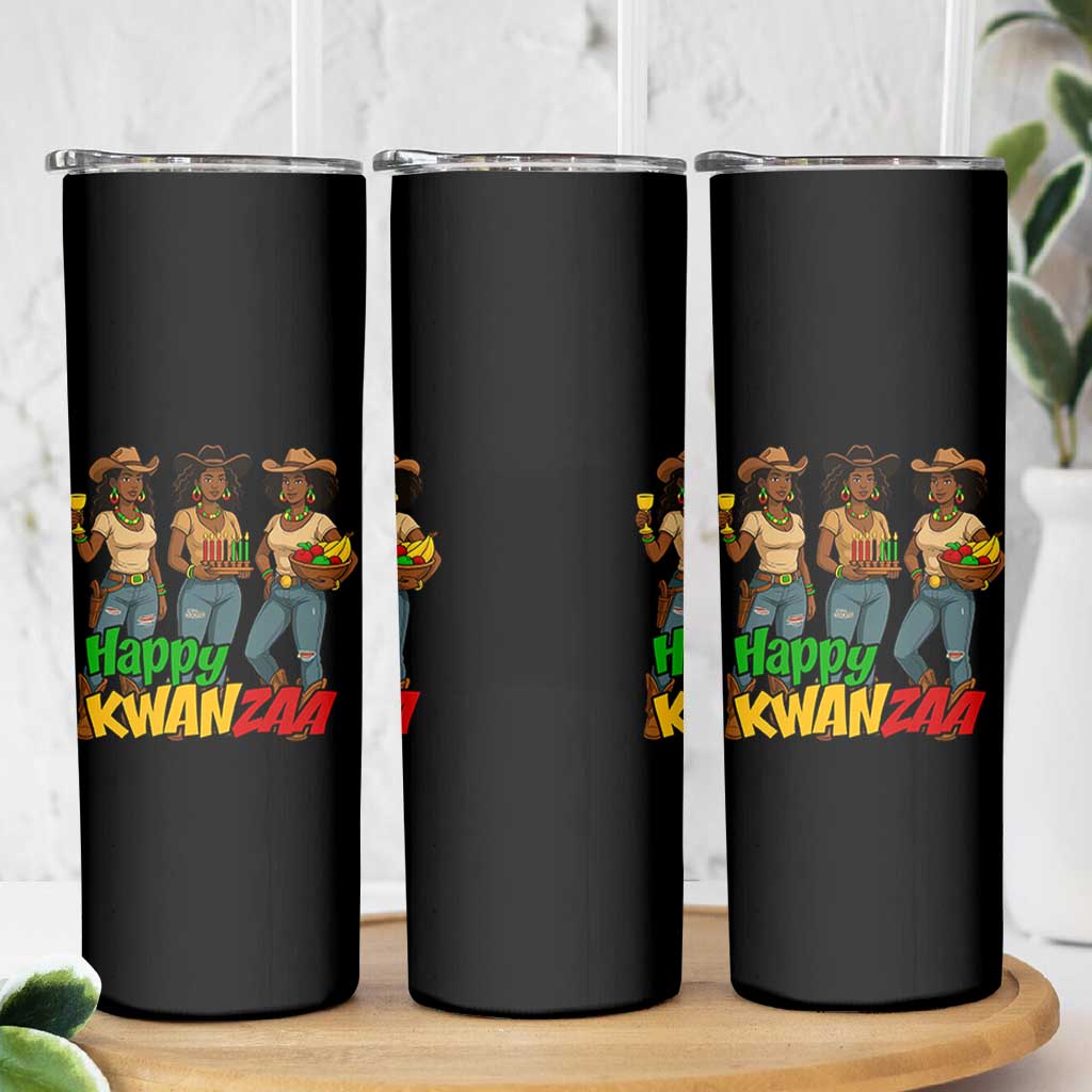 Happy Kwanzaa Cowgirl Skinny Tumbler Festival Of Lights African Heritage Gift - Wonder Print Shop