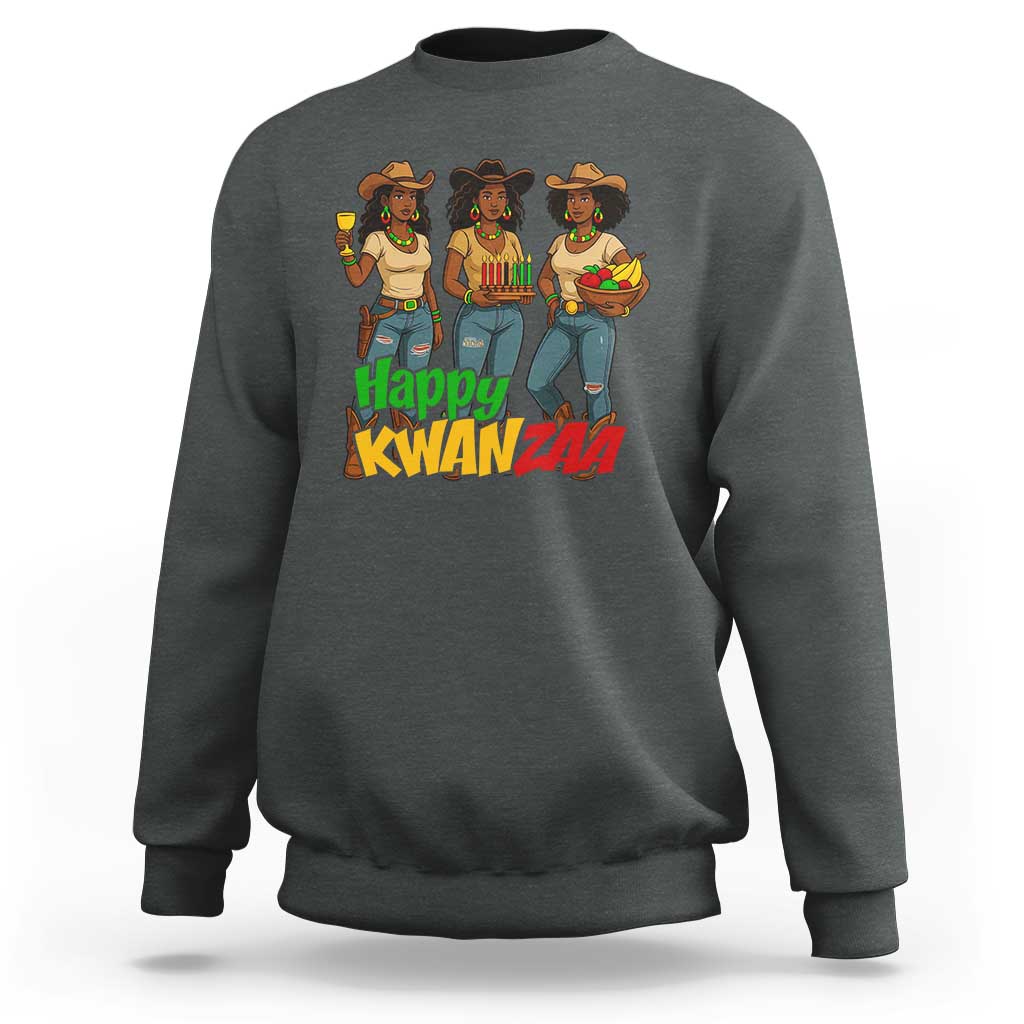 Happy Kwanzaa Cowgirl Sweatshirt Festival Of Lights African Heritage Gift - Wonder Print Shop