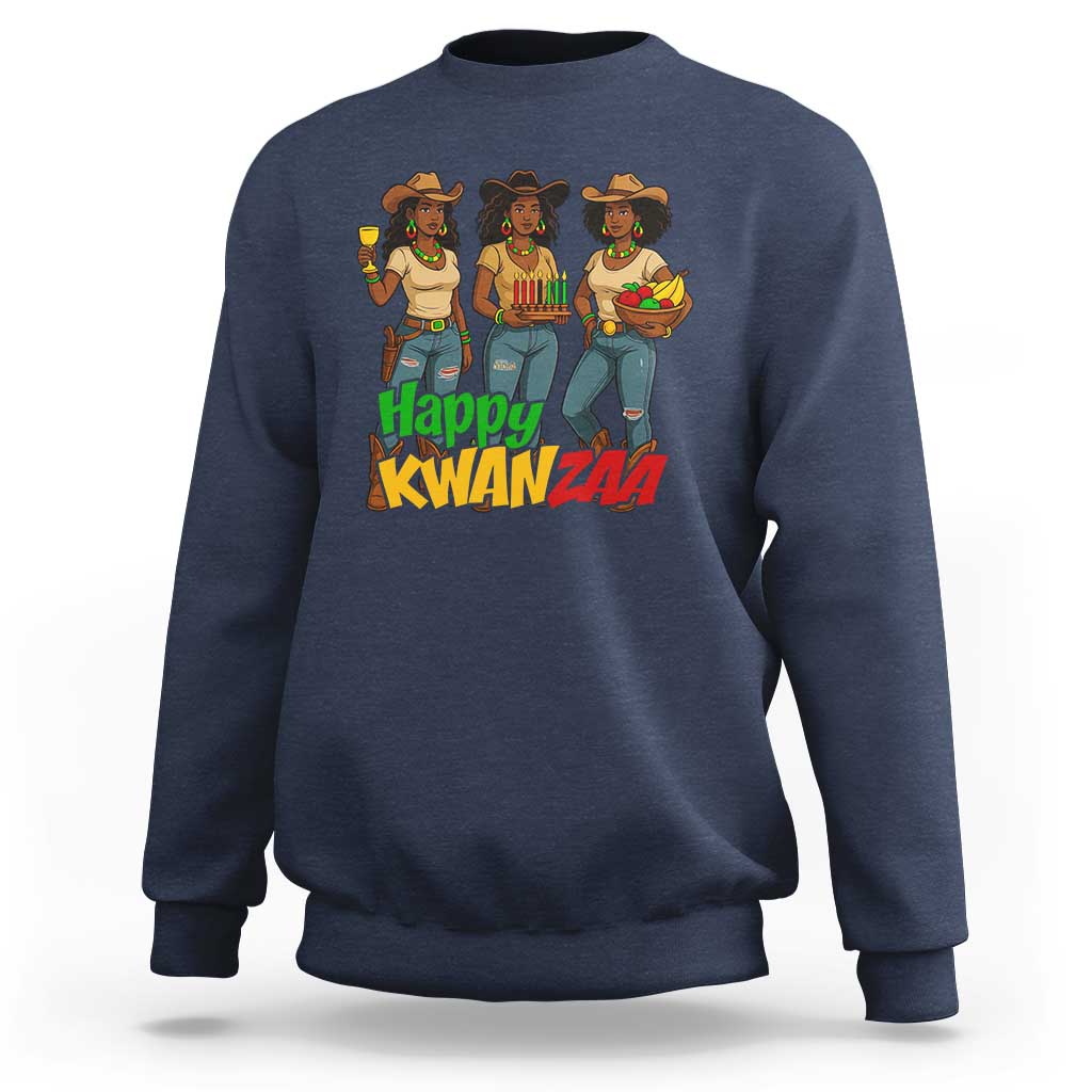 Happy Kwanzaa Cowgirl Sweatshirt Festival Of Lights African Heritage Gift - Wonder Print Shop
