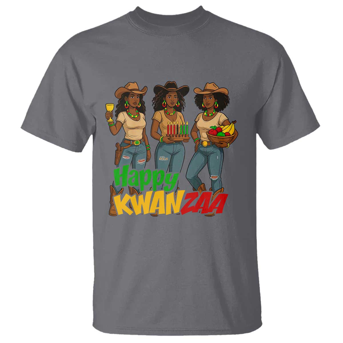 Happy Kwanzaa Cowgirl T Shirt Festival Of Lights African Heritage Gift - Wonder Print Shop
