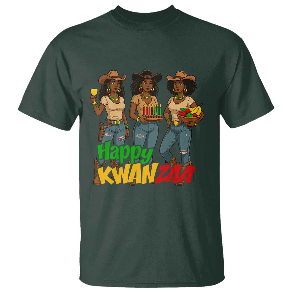 Happy Kwanzaa Cowgirl T Shirt Festival Of Lights African Heritage Gift - Wonder Print Shop
