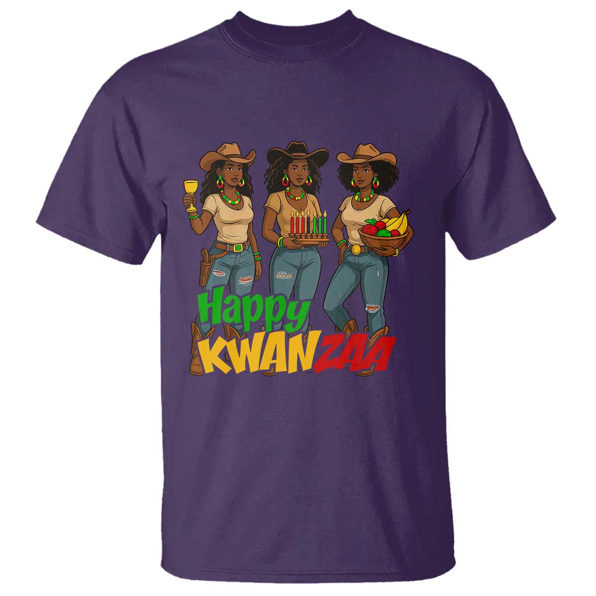 Happy Kwanzaa Cowgirl T Shirt Festival Of Lights African Heritage Gift - Wonder Print Shop