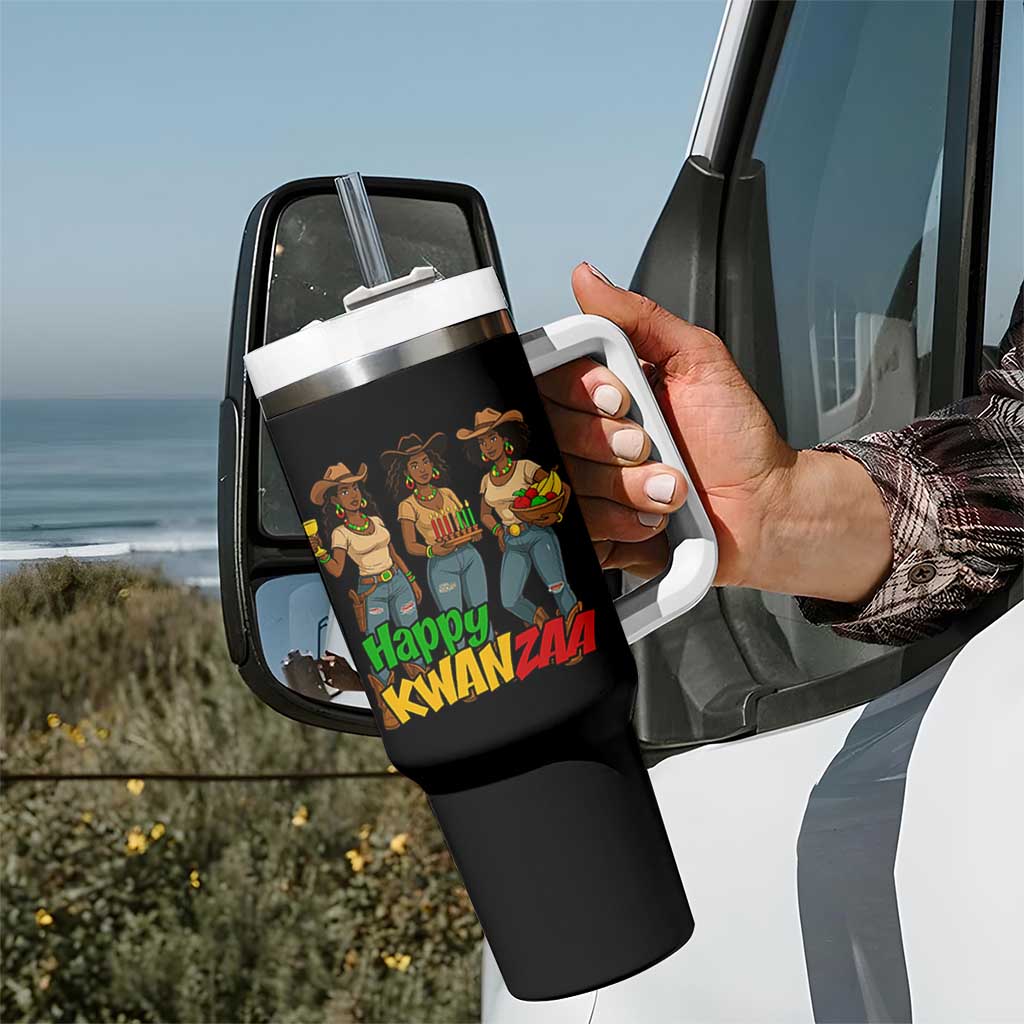 Happy Kwanzaa Cowgirl Tumbler With Handle Festival Of Lights African Heritage Gift - Wonder Print Shop