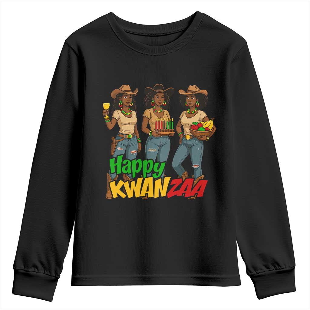 Happy Kwanzaa Cowgirl Youth Sweatshirt Festival Of Lights African Heritage Gift - Wonder Print Shop