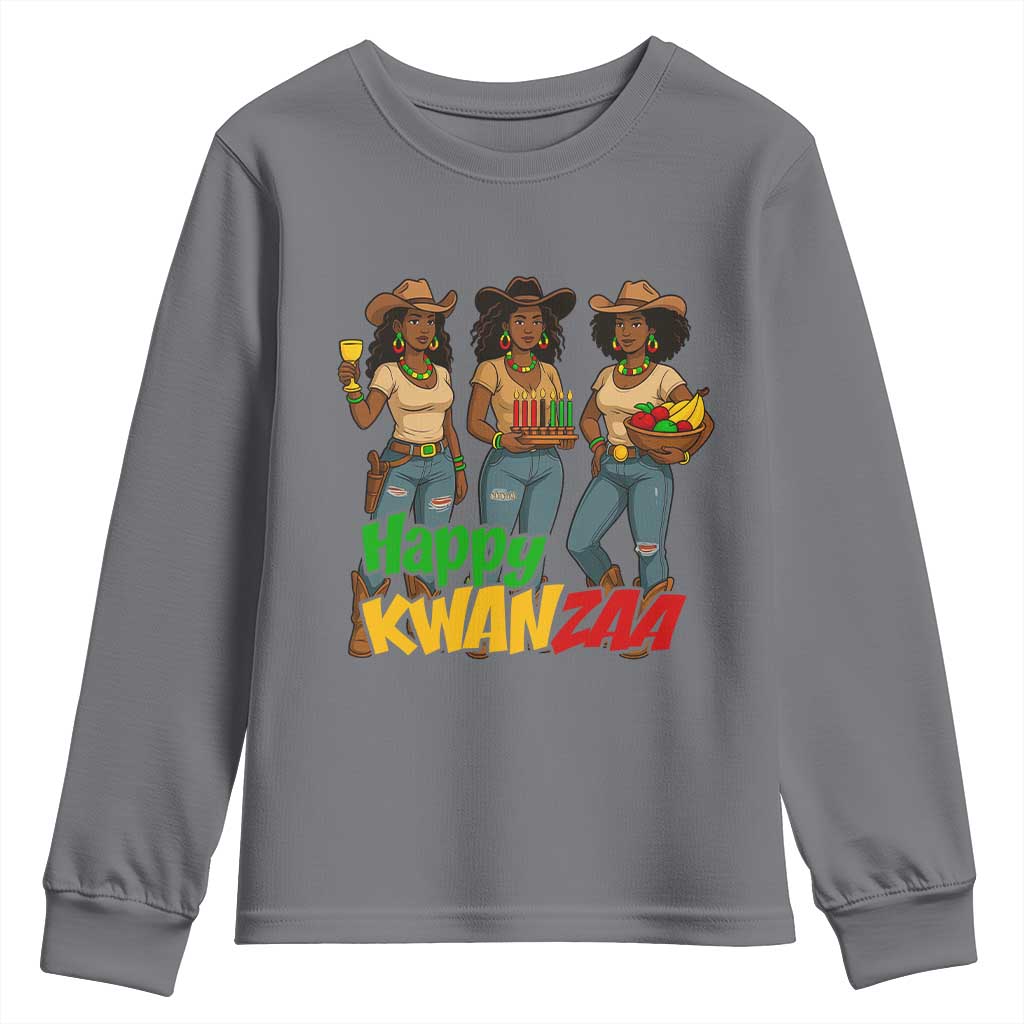 Happy Kwanzaa Cowgirl Youth Sweatshirt Festival Of Lights African Heritage Gift - Wonder Print Shop