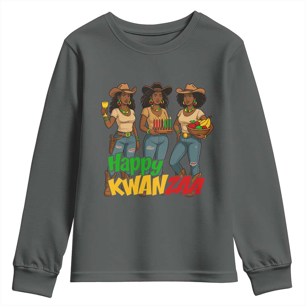 Happy Kwanzaa Cowgirl Youth Sweatshirt Festival Of Lights African Heritage Gift - Wonder Print Shop