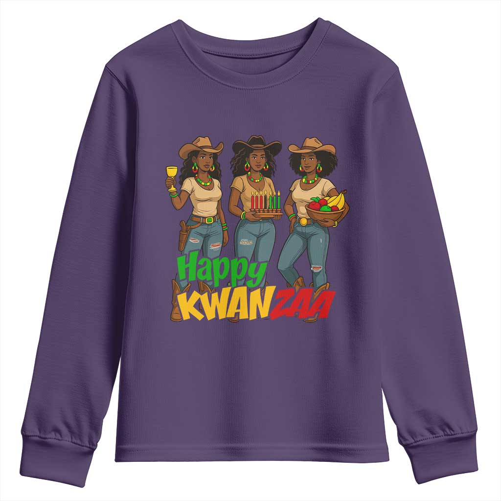 Happy Kwanzaa Cowgirl Youth Sweatshirt Festival Of Lights African Heritage Gift - Wonder Print Shop