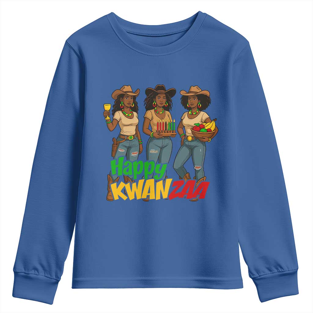 Happy Kwanzaa Cowgirl Youth Sweatshirt Festival Of Lights African Heritage Gift - Wonder Print Shop