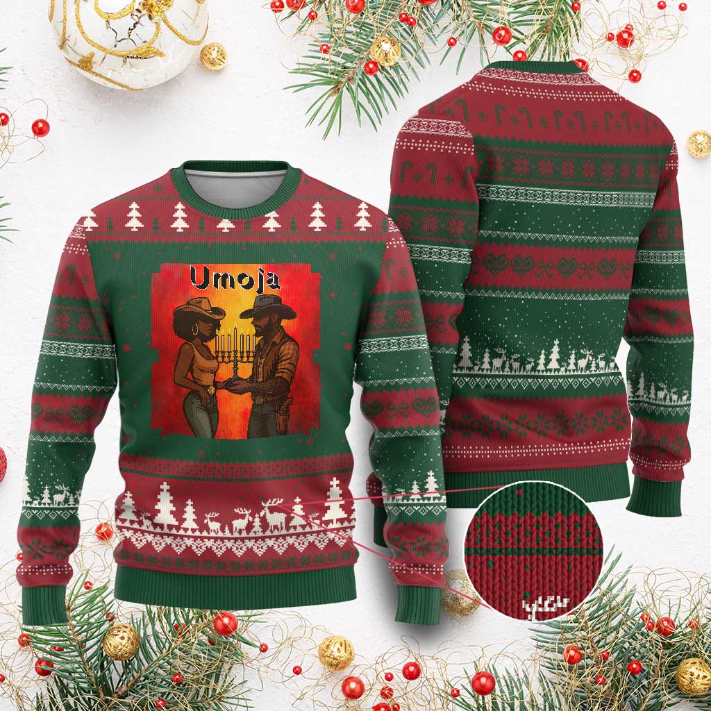Kwanzaa Umoja Togetherness Ugly Christmas Sweater Cowboy Cowgirl African Heritage Gift - Wonder Print Shop