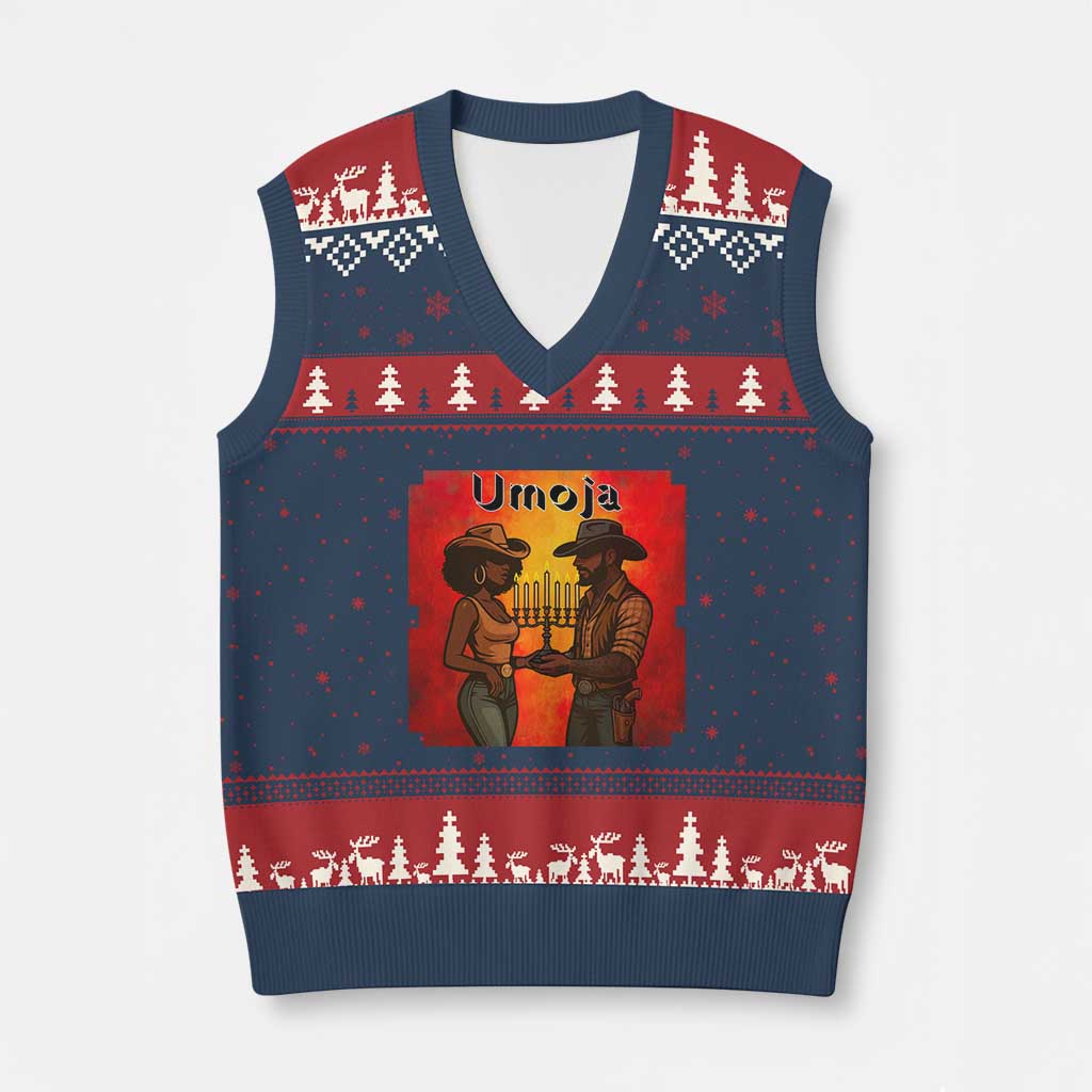 Kwanzaa Umoja Togetherness V-Neck Knit Sweater Vest Cowboy Cowgirl African Heritage Gift - Wonder Print Shop
