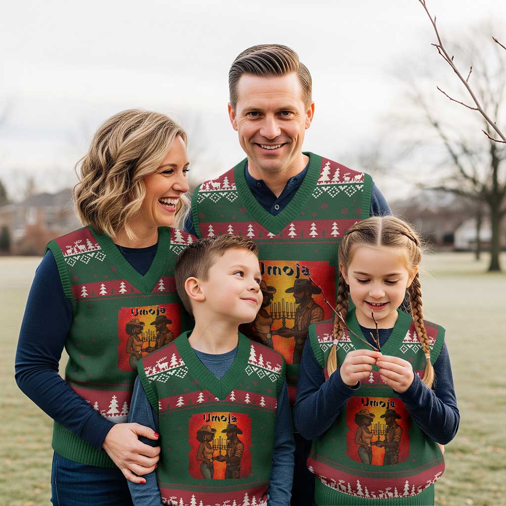 Kwanzaa Umoja Togetherness V-Neck Knit Sweater Vest Cowboy Cowgirl African Heritage Gift - Wonder Print Shop