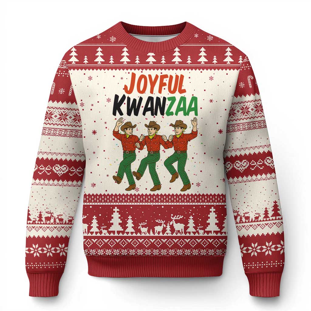 Joyful Kwanzaa Cowboy Ugly Christmas Sweater Festival Of Lights African Heritage Gift - Wonder Print Shop