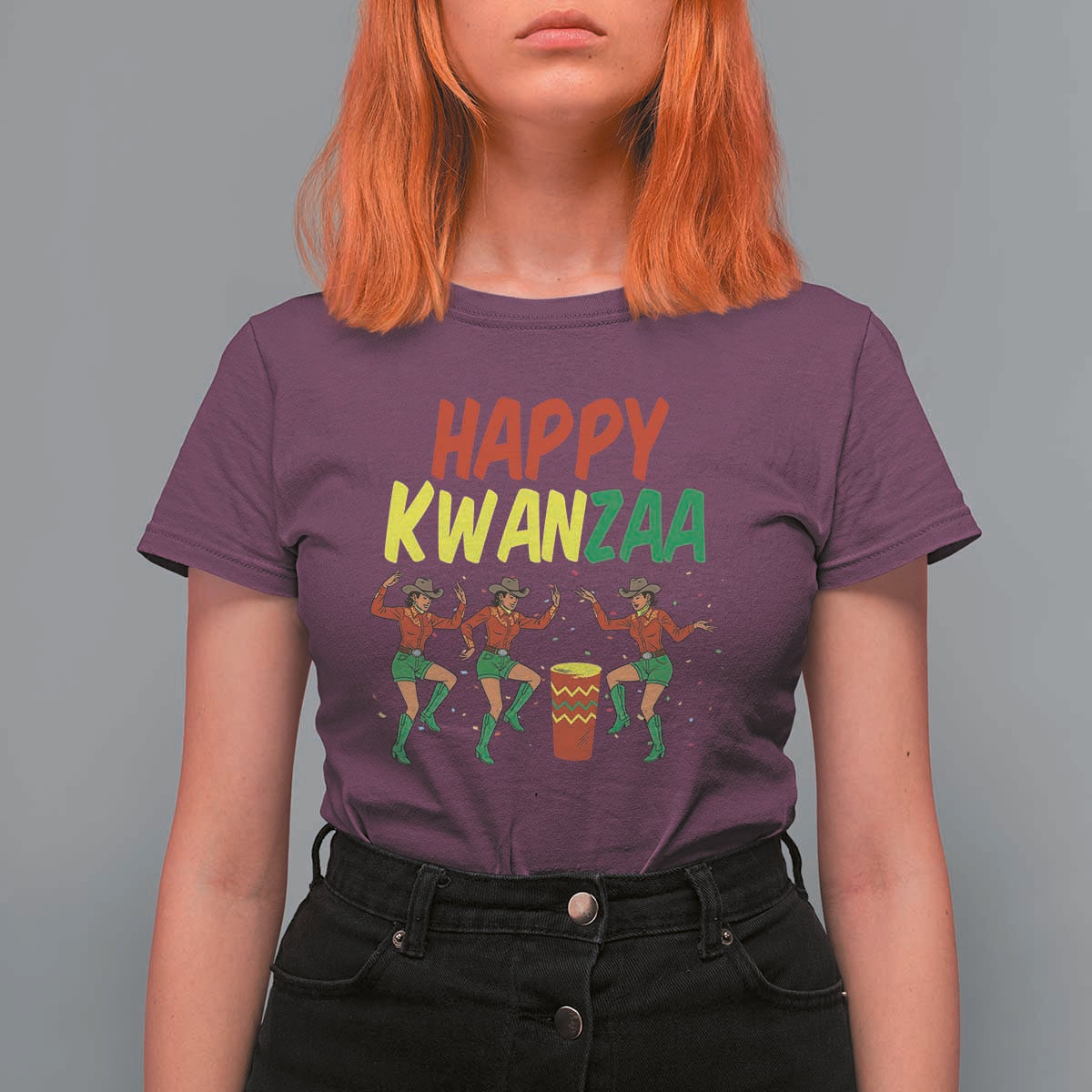 Joyful Kwanzaa Cowgirl Dance T Shirt For Women African Heritage Festival Gift - Wonder Print Shop