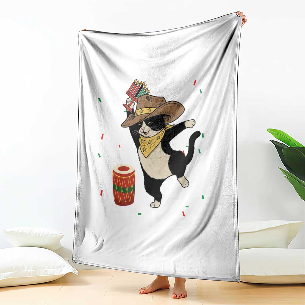 Funny Kwanzaa Cowcat Dance Throw Blanket Festival Of Lights African Heritage Gift - Wonder Print Shop