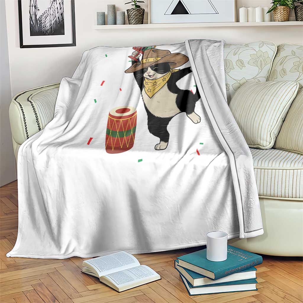 Funny Kwanzaa Cowcat Dance Throw Blanket Festival Of Lights African Heritage Gift - Wonder Print Shop