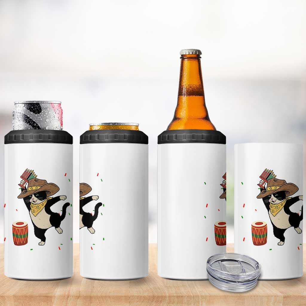 Funny Kwanzaa Cowcat Dance 4 in 1 Can Cooler Tumbler Festival Of Lights African Heritage Gift - Wonder Print Shop
