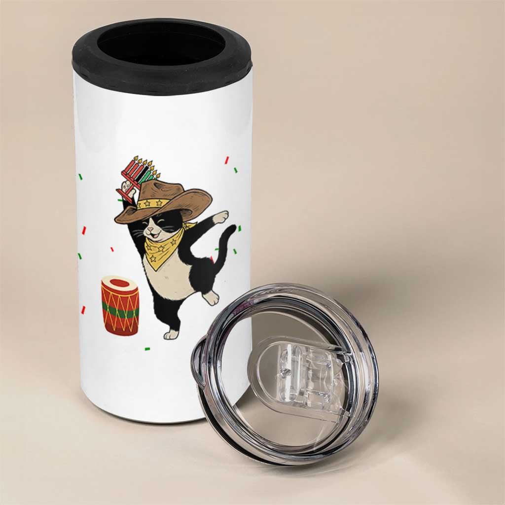 Funny Kwanzaa Cowcat Dance 4 in 1 Can Cooler Tumbler Festival Of Lights African Heritage Gift - Wonder Print Shop