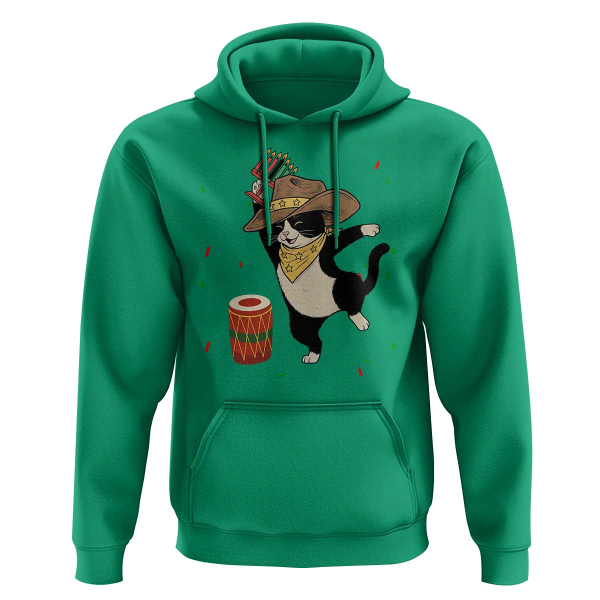 Funny Kwanzaa Cowcat Dance Hoodie Festival Of Lights African Heritage Gift - Wonder Print Shop