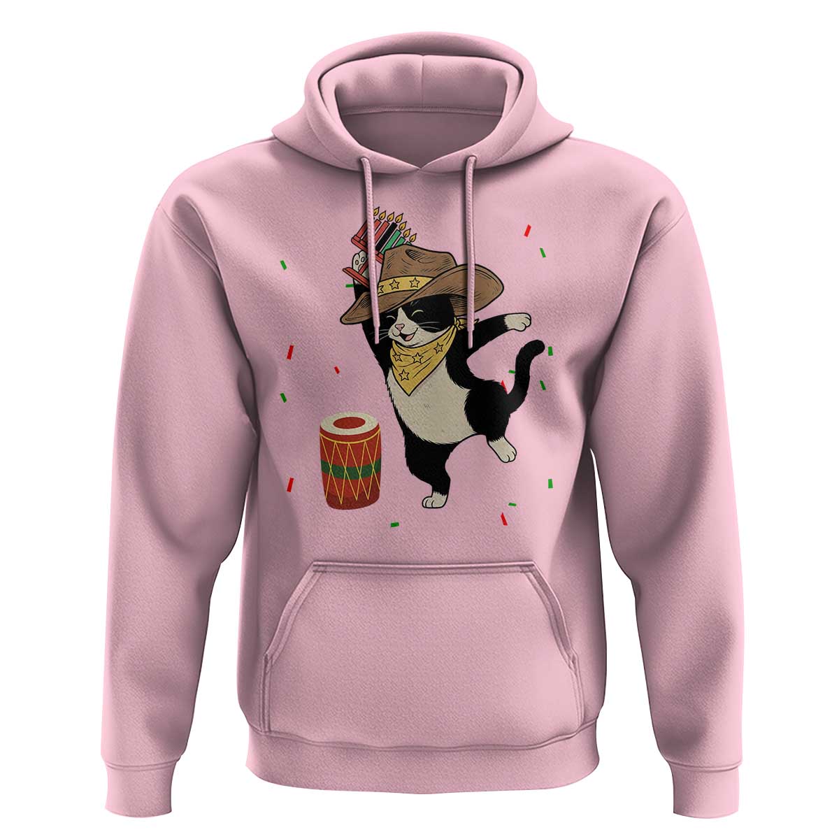 Funny Kwanzaa Cowcat Dance Hoodie Festival Of Lights African Heritage Gift - Wonder Print Shop