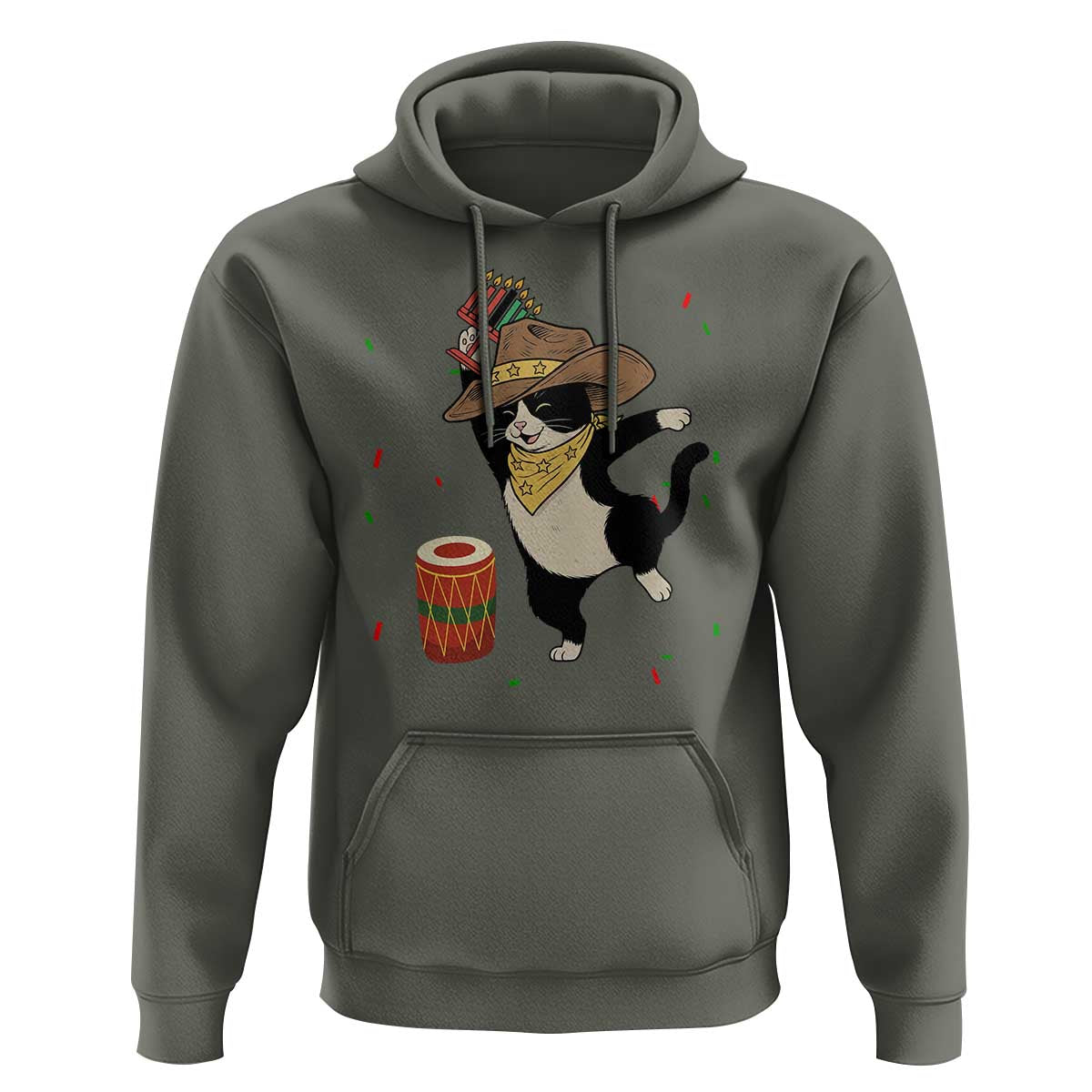 Funny Kwanzaa Cowcat Dance Hoodie Festival Of Lights African Heritage Gift - Wonder Print Shop