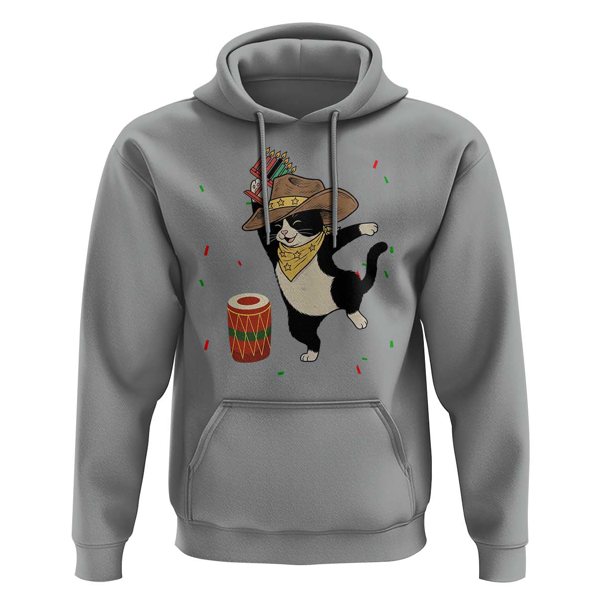 Funny Kwanzaa Cowcat Dance Hoodie Festival Of Lights African Heritage Gift - Wonder Print Shop