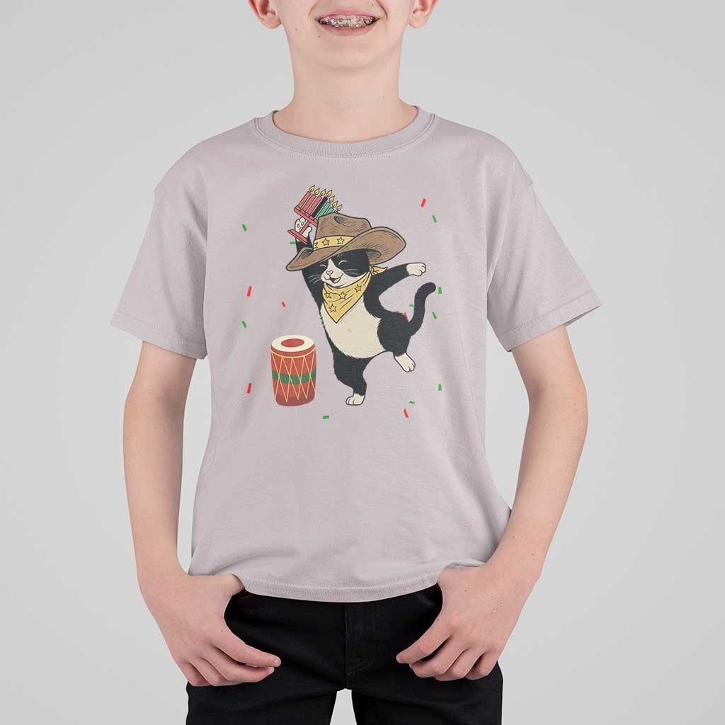 Funny Kwanzaa Cowcat Dance T Shirt For Kid Festival Of Lights African Heritage Gift - Wonder Print Shop