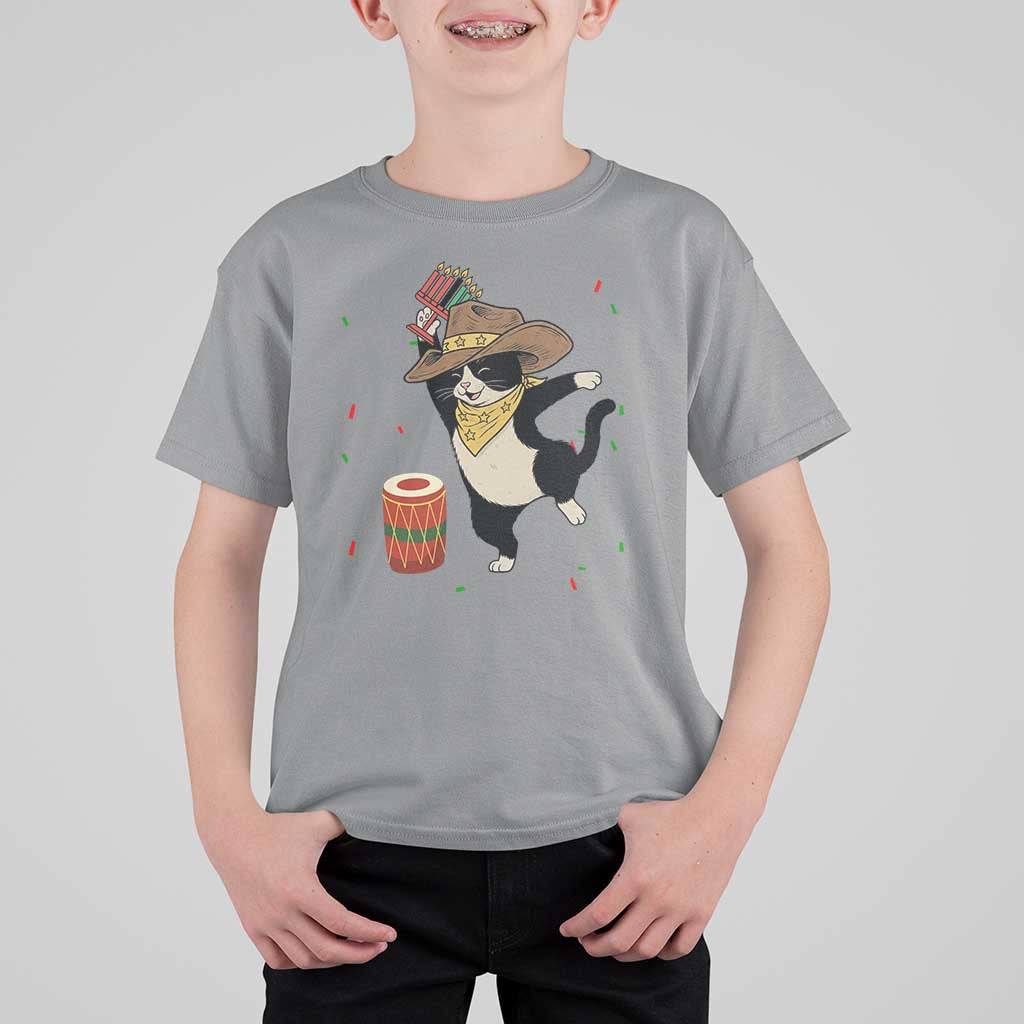 Funny Kwanzaa Cowcat Dance T Shirt For Kid Festival Of Lights African Heritage Gift - Wonder Print Shop