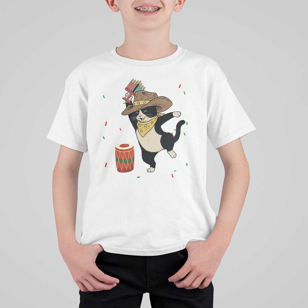 Funny Kwanzaa Cowcat Dance T Shirt For Kid Festival Of Lights African Heritage Gift - Wonder Print Shop