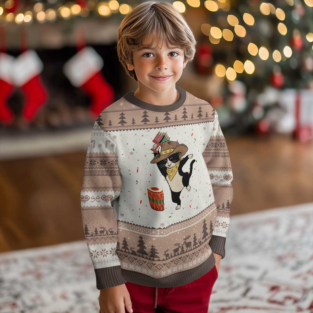 Funny Kwanzaa Cowcat Dance Ugly Christmas Sweater Festival Of Lights African Heritage Gift - Wonder Print Shop