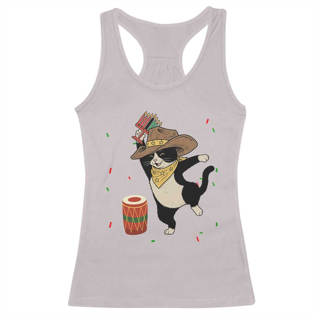 Funny Kwanzaa Cowcat Dance Racerback Tank Top Festival Of Lights African Heritage Gift - Wonder Print Shop