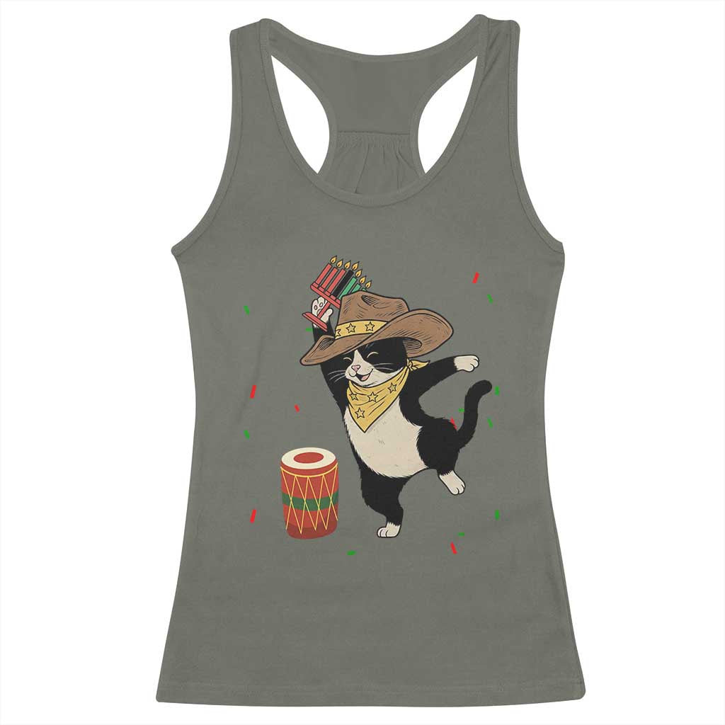 Funny Kwanzaa Cowcat Dance Racerback Tank Top Festival Of Lights African Heritage Gift - Wonder Print Shop
