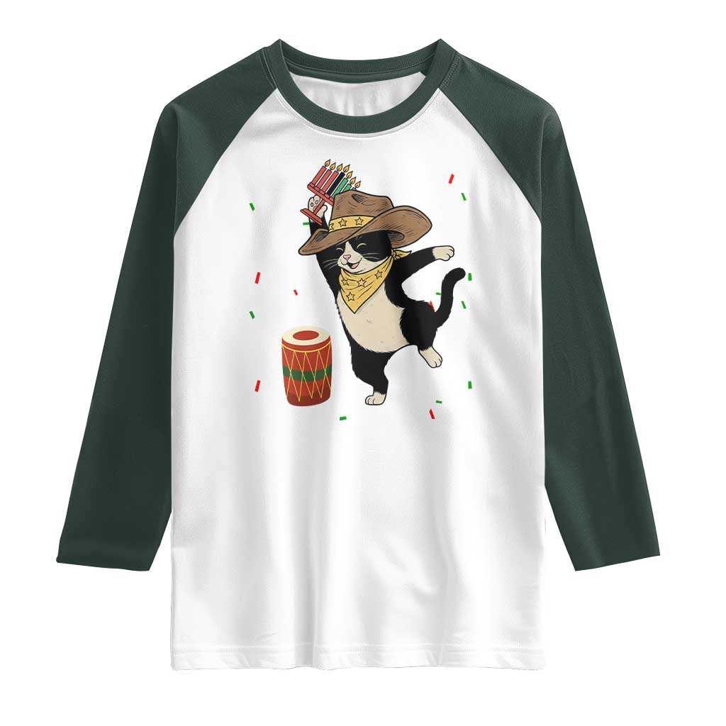 Funny Kwanzaa Cowcat Dance Raglan Shirt Festival Of Lights African Heritage Gift - Wonder Print Shop