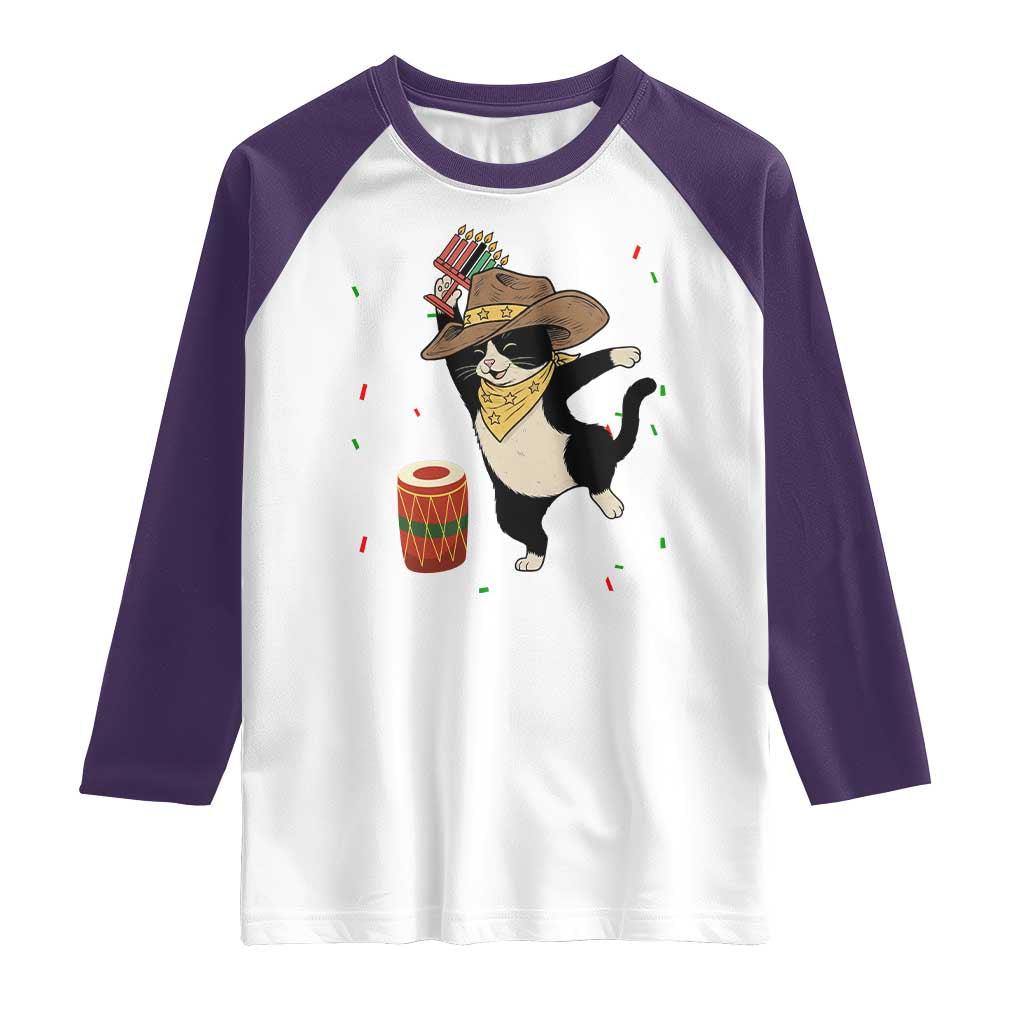 Funny Kwanzaa Cowcat Dance Raglan Shirt Festival Of Lights African Heritage Gift - Wonder Print Shop