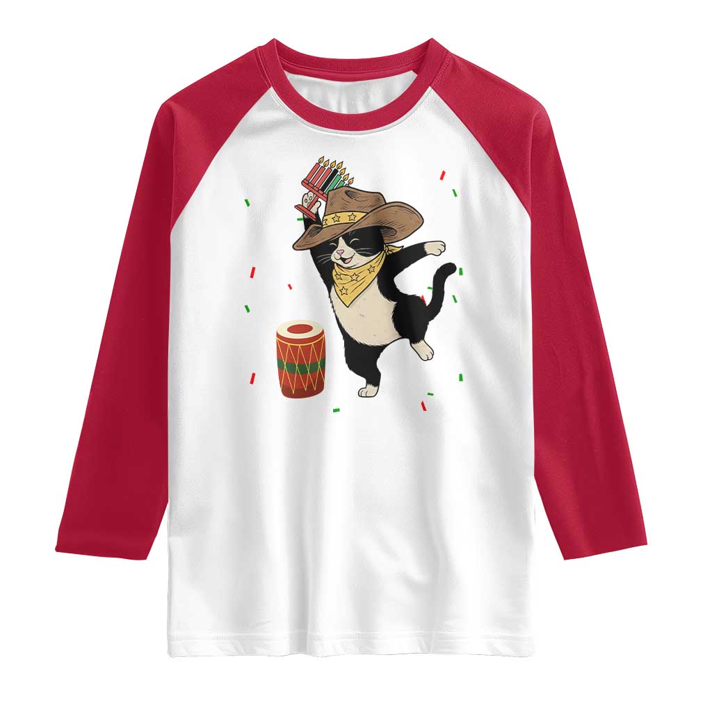 Funny Kwanzaa Cowcat Dance Raglan Shirt Festival Of Lights African Heritage Gift - Wonder Print Shop