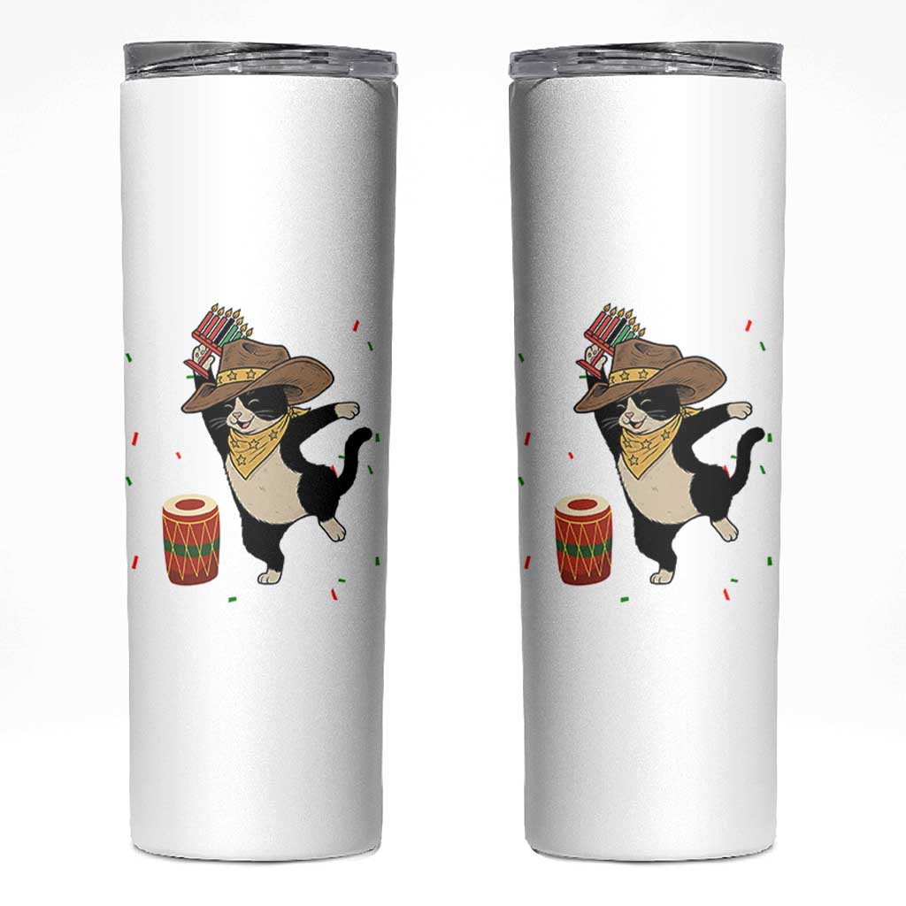 Funny Kwanzaa Cowcat Dance Skinny Tumbler Festival Of Lights African Heritage Gift - Wonder Print Shop