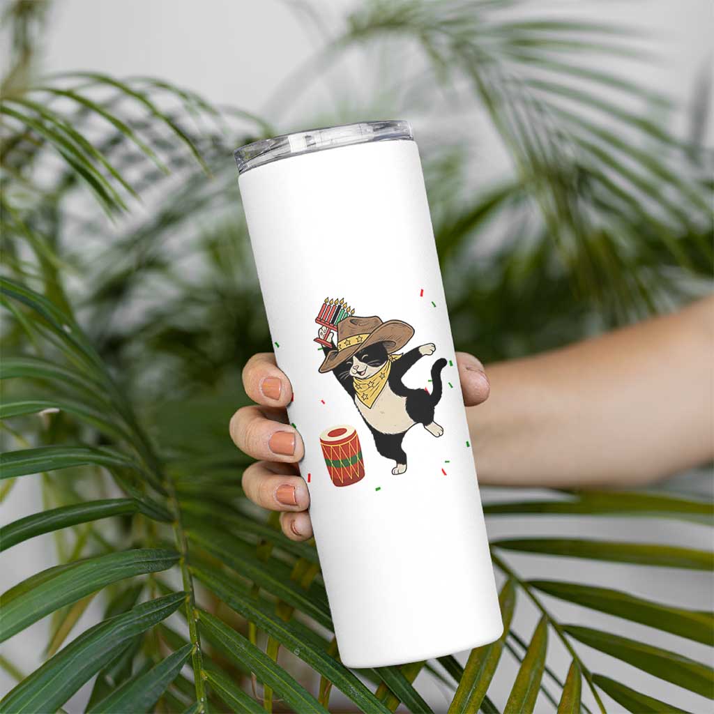 Funny Kwanzaa Cowcat Dance Skinny Tumbler Festival Of Lights African Heritage Gift - Wonder Print Shop