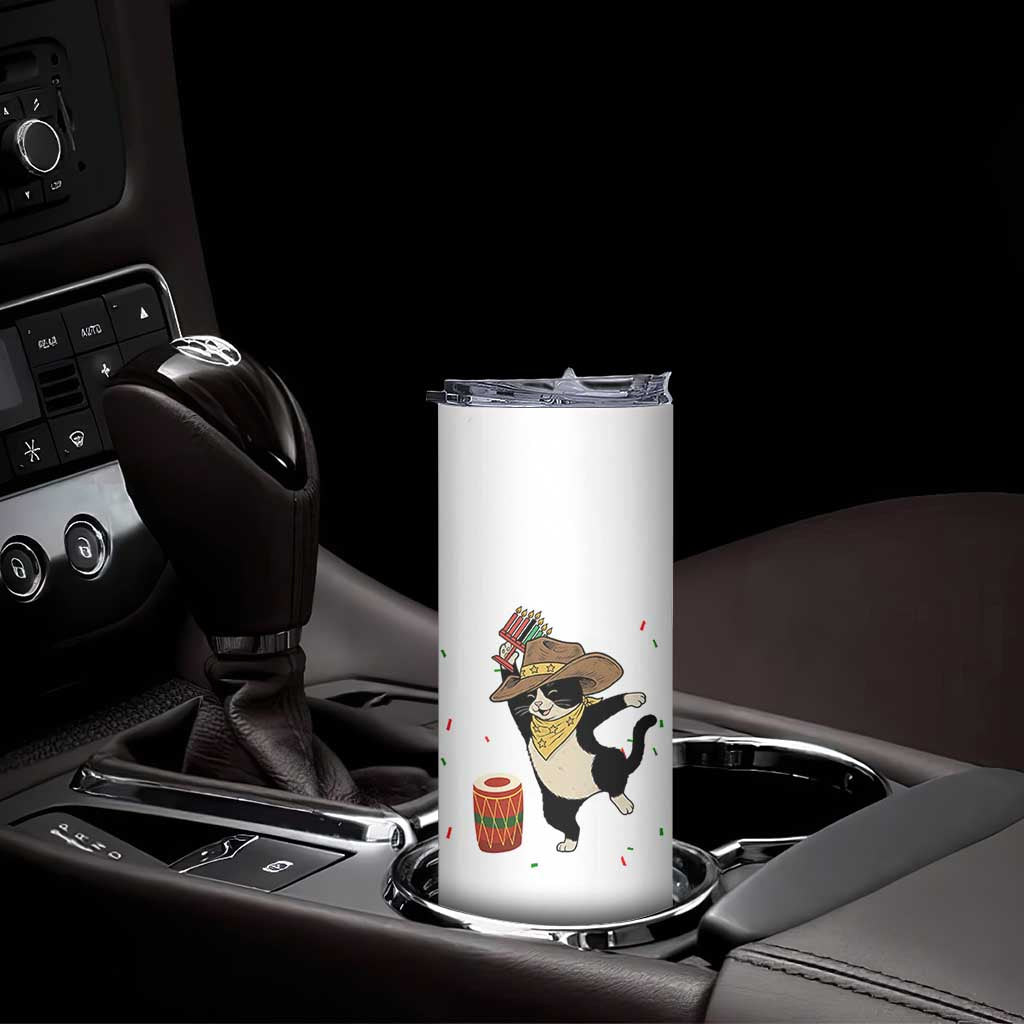 Funny Kwanzaa Cowcat Dance Skinny Tumbler Festival Of Lights African Heritage Gift - Wonder Print Shop