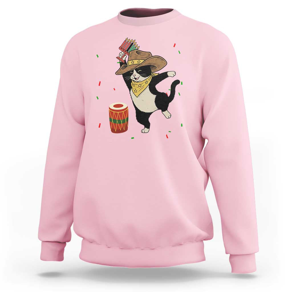 Funny Kwanzaa Cowcat Dance Sweatshirt Festival Of Lights African Heritage Gift - Wonder Print Shop