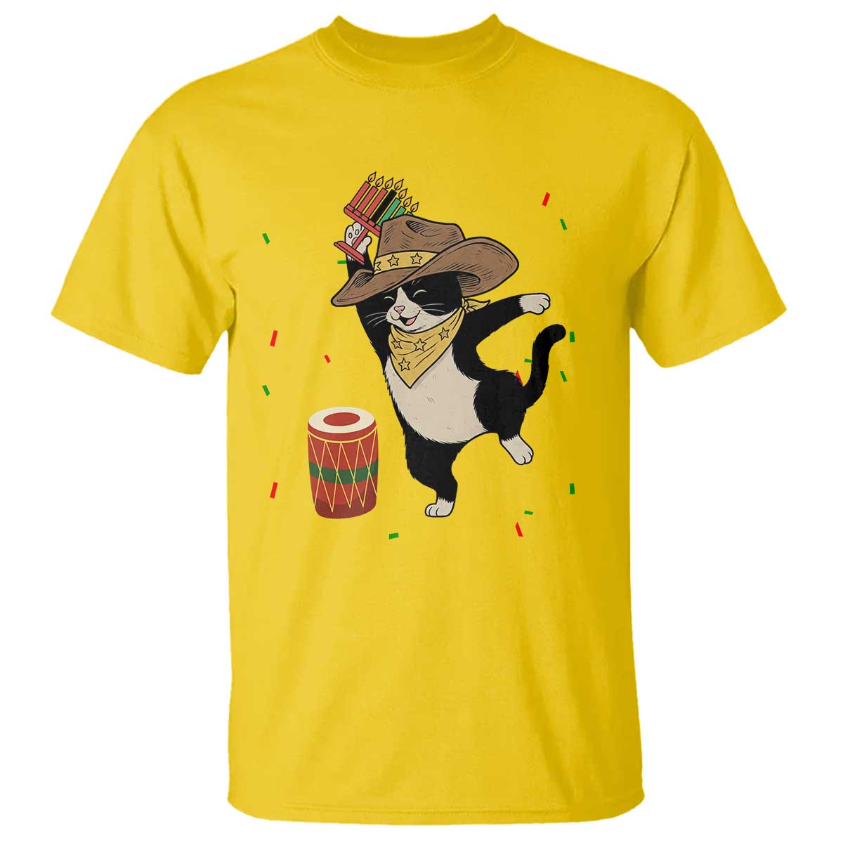 Funny Kwanzaa Cowcat Dance T Shirt Festival Of Lights African Heritage Gift - Wonder Print Shop