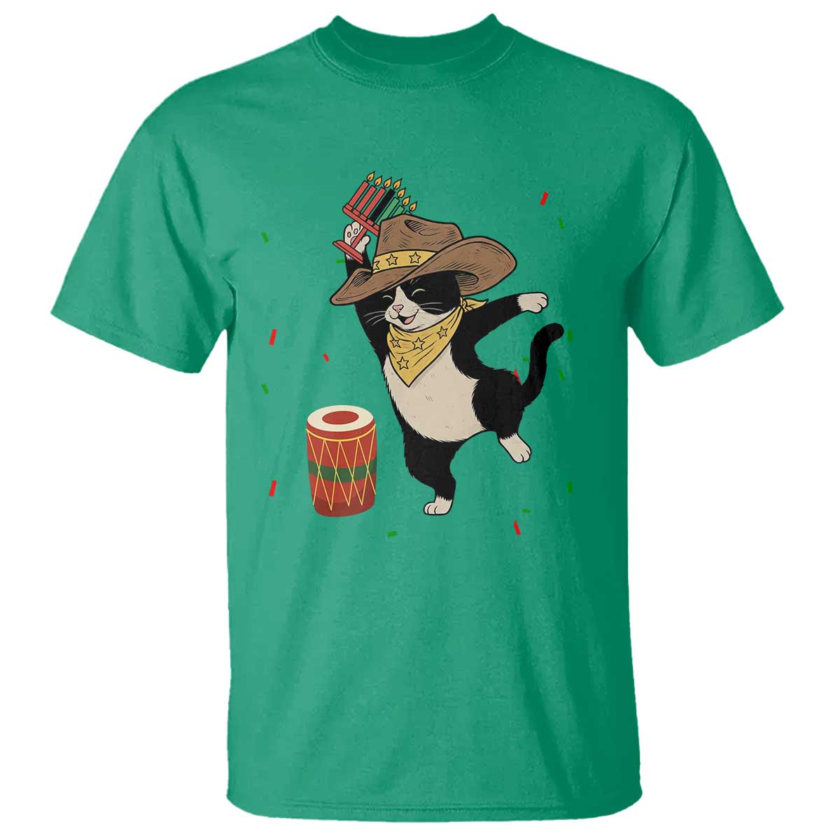Funny Kwanzaa Cowcat Dance T Shirt Festival Of Lights African Heritage Gift - Wonder Print Shop