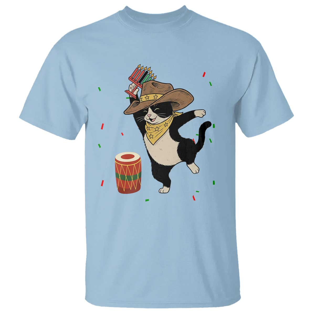 Funny Kwanzaa Cowcat Dance T Shirt Festival Of Lights African Heritage Gift - Wonder Print Shop
