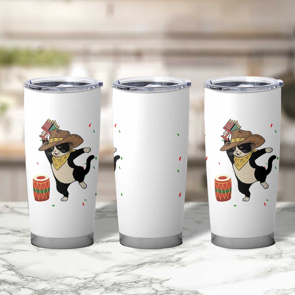 Funny Kwanzaa Cowcat Dance Tumbler Cup Festival Of Lights African Heritage Gift - Wonder Print Shop