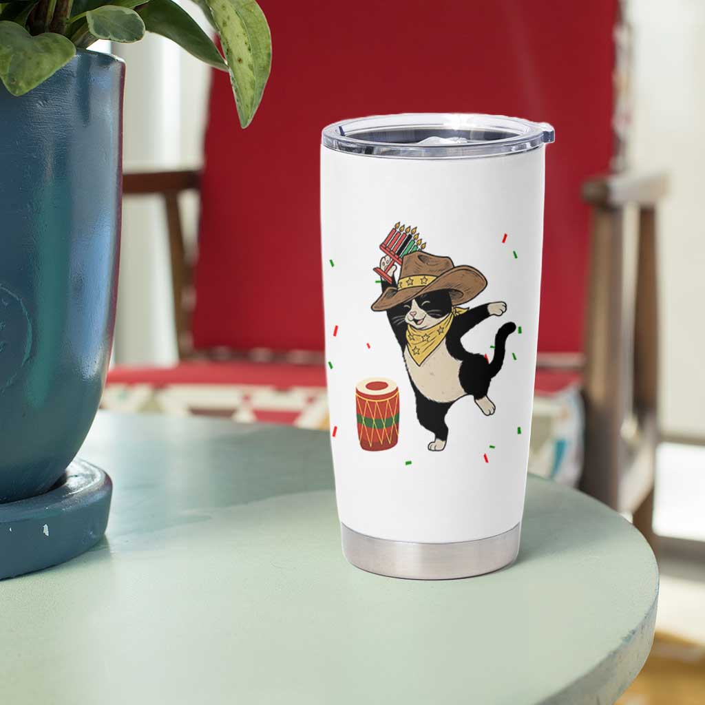 Funny Kwanzaa Cowcat Dance Tumbler Cup Festival Of Lights African Heritage Gift - Wonder Print Shop