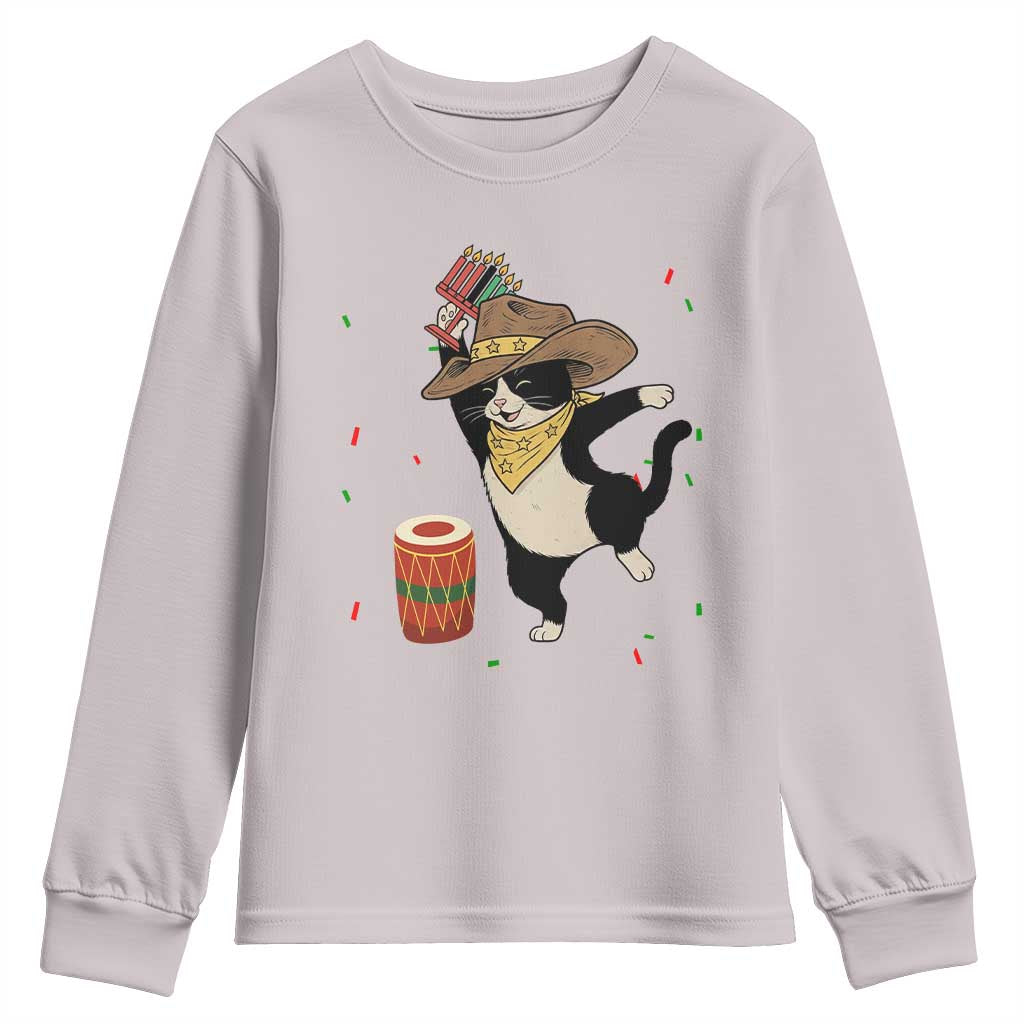 Funny Kwanzaa Cowcat Dance Youth Sweatshirt Festival Of Lights African Heritage Gift - Wonder Print Shop