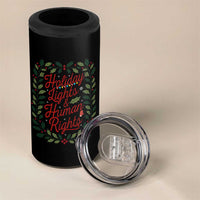 Holiday Lights And Human Rights 4 in 1 Can Cooler Tumbler Christmas Activists Freedom Gift - Wonder Print Shop