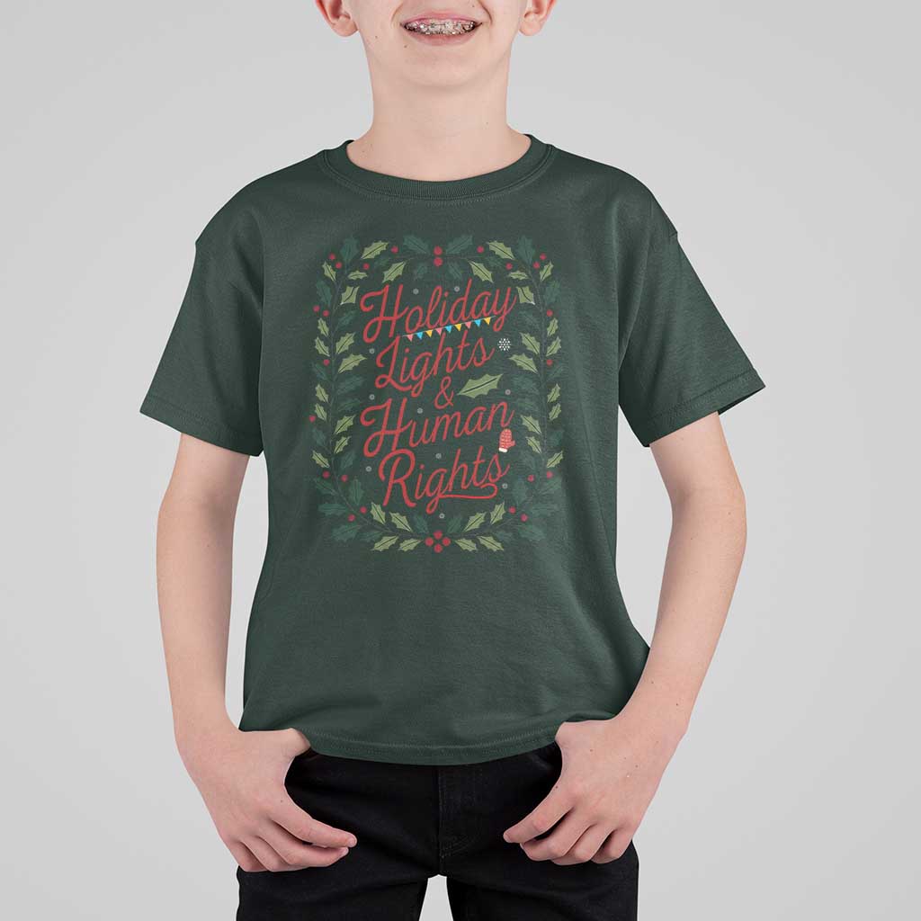 Holiday Lights And Human Rights T Shirt For Kid Christmas Activists Freedom Gift - Wonder Print Shop