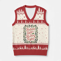 Holiday Lights And Human Rights V-Neck Knit Sweater Vest Christmas Activists Freedom Gift - Wonder Print Shop